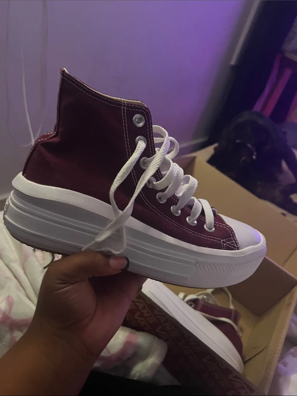 Converse Platform High Top Sneakers - Maroon and White